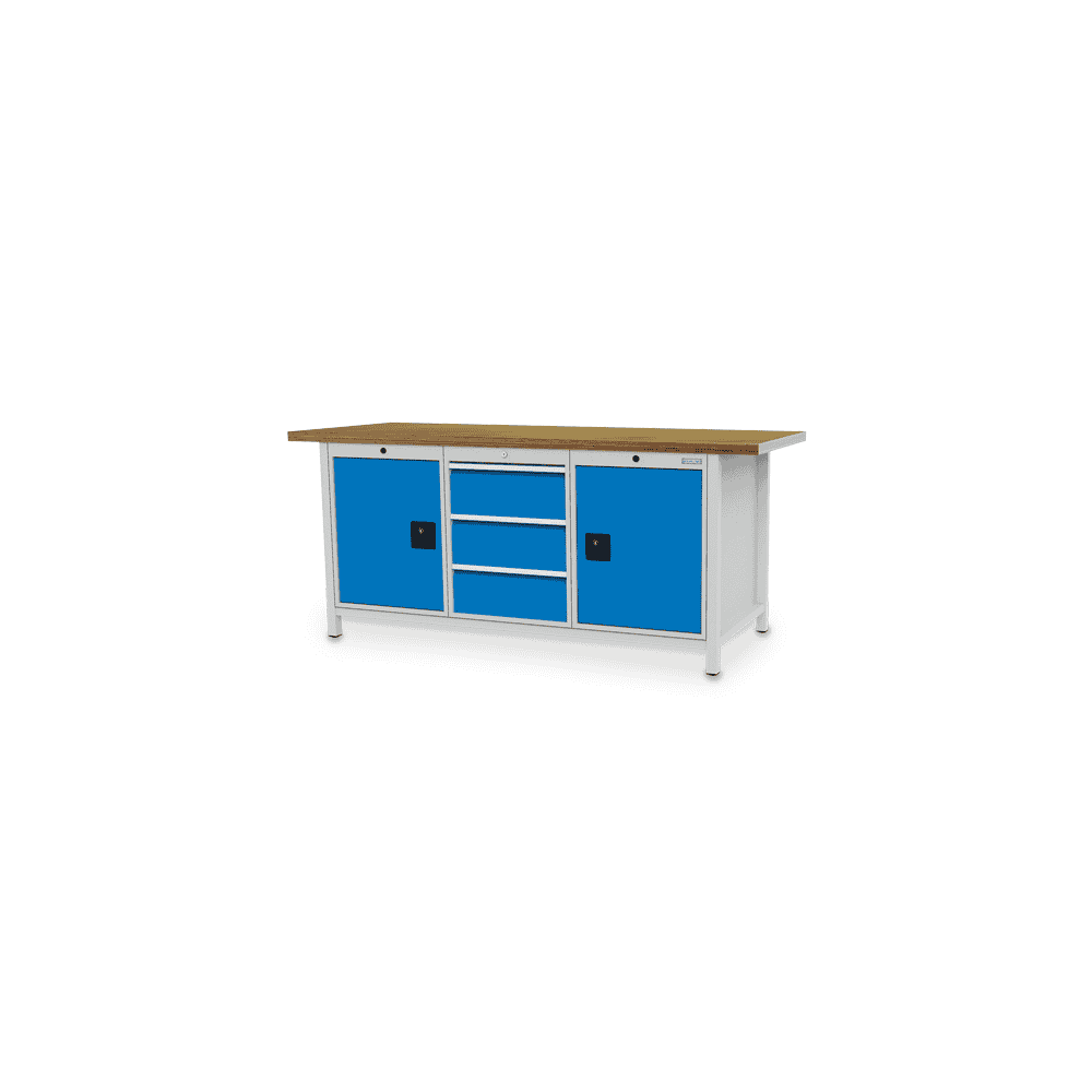 Bedrunka+Hirth Kastenwerkbank R 18-24, Schubladenanzahl 3, Flügeltüren 2, 2000 x 750 mm