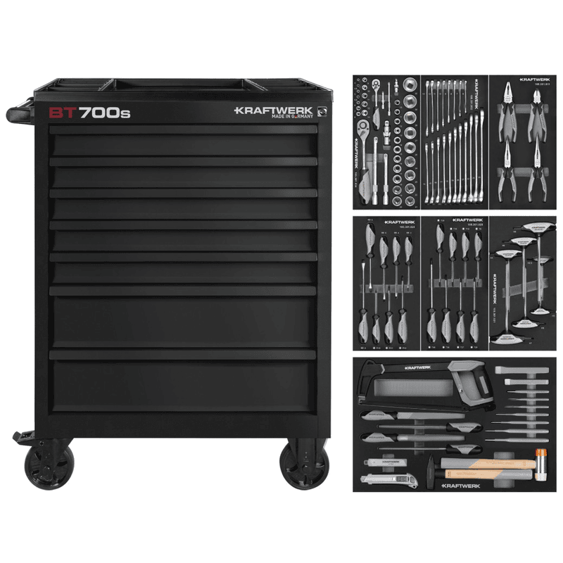 KRAFTWERK BT LINE Chariot d'atelier BT700s, 7 tiroirs, 113 pièces, outils inclus