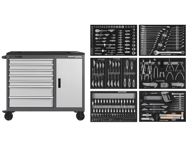 KRAFTWERK Werkstattwagen BT1100, 7 Schubladen, inkl. Werkzeug, 300-teilig