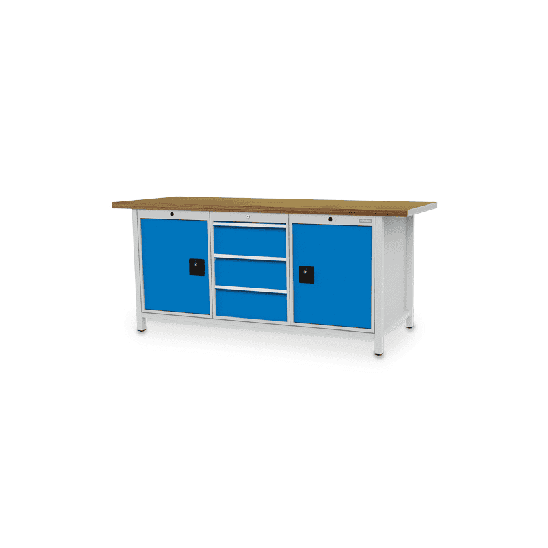 Bedrunka+Hirth Kastenwerkbank R 18-24, Schubladenanzahl 3, Flügeltüren 2, 2000 x 750 mm