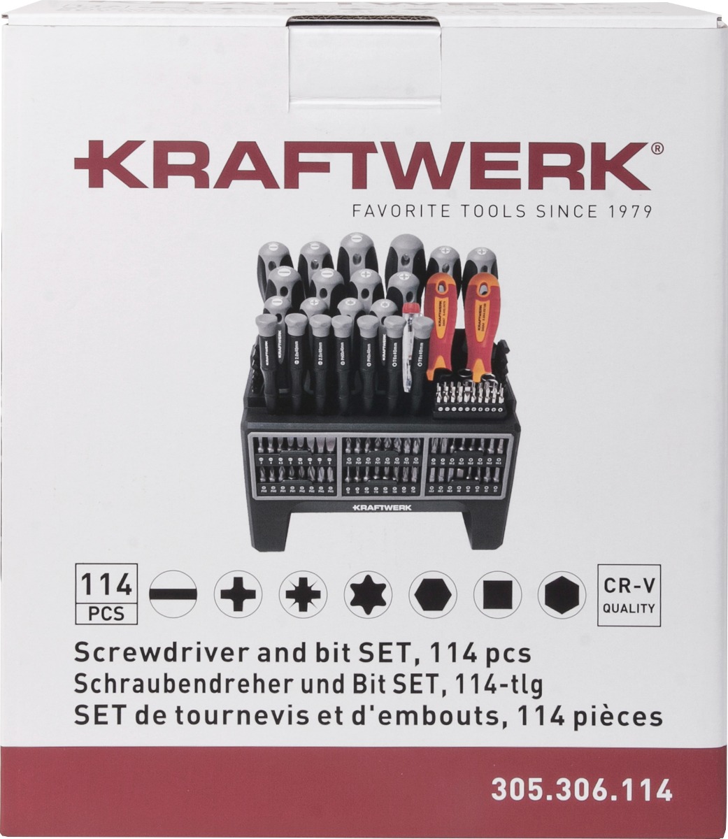 KRAFTWERK Schraubendreher- und Bit-Set, 114-teilig, komplett-Werkzeugset