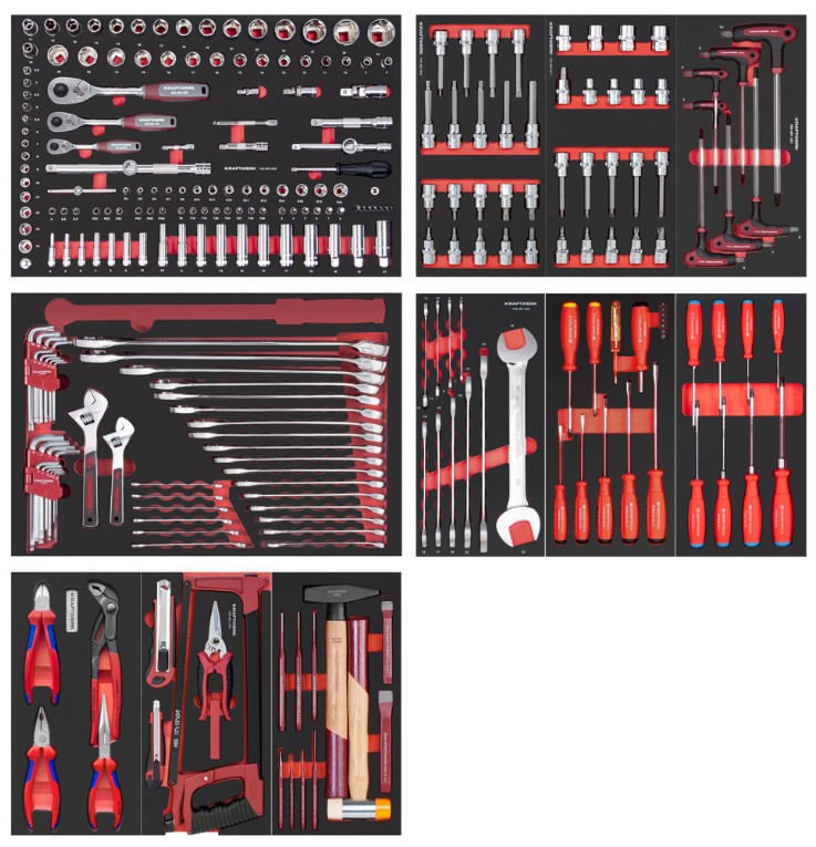 KRAFTWERK BT700 Werkstattwagen, 7 Schubladen, PRO+PB+KNIPEX, inkl. Werkzeug, 284-teilig