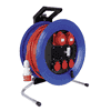 Steffen Kunststoff-Kabelrolle PROFESSIONAL, 2xCEE16/5 + 3xT25 Bauflex, 5G2.5 mm², 16 A, Thermoschutz, IP44, blau