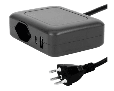 Steffen Ladestation IQ, 1 x T13 Steckdose, 1 x USB-A (36W), 1 x USB-C PD (45W), 10 A, IP20, 1.5 m Kabel, in zwei Farben
