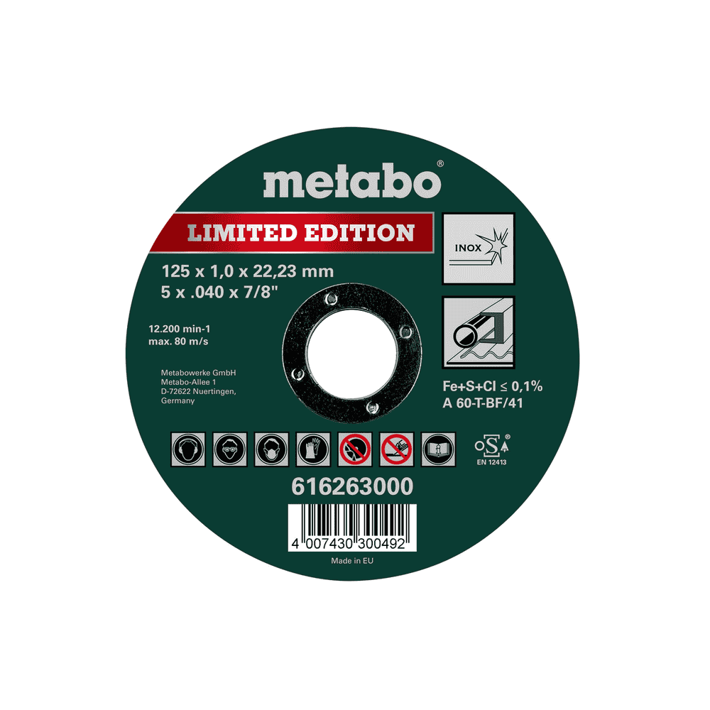 Metabo Trennscheibe 125 x 1,0 x 22,23 mm, Inox, TF 41, Limited Edition
