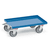 Fetra Rouleau pour bacs européens avec plate-forme en tôle, revêtement époxy bleu RAL 5007