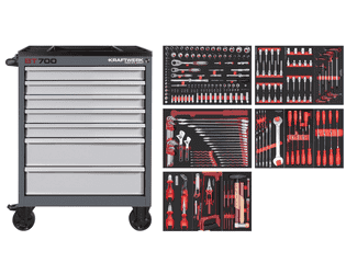KRAFTWERK BT700 Werkstattwagen, 7 Schubladen, PRO+PB+KNIPEX, inkl. Werkzeug, 284-teilig