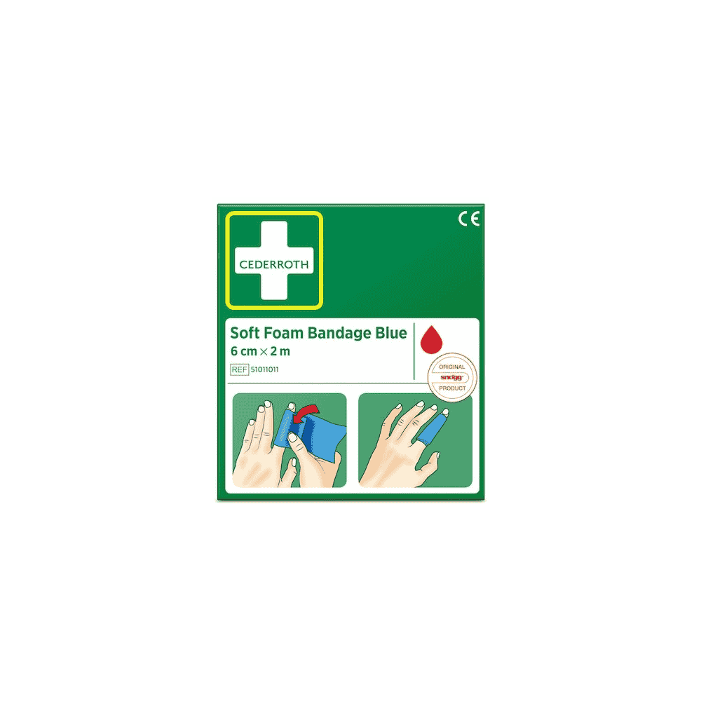 Bandage en mousse souple Bleu, Cederroth 51011011, 60 mm x 2 m
