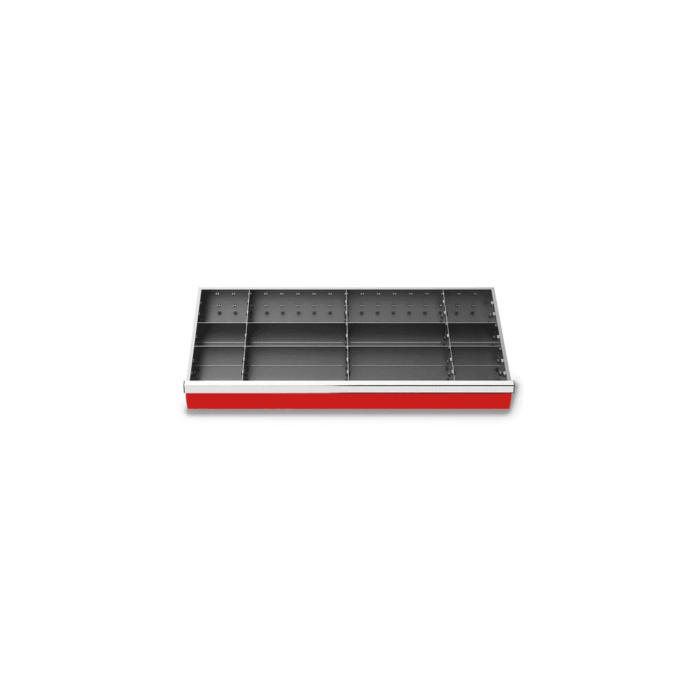 Metalleinteilung 11-teilig, R 36-16, Schubladennutzmass 900 x 400 mm, in 4 Blendenhöhen
