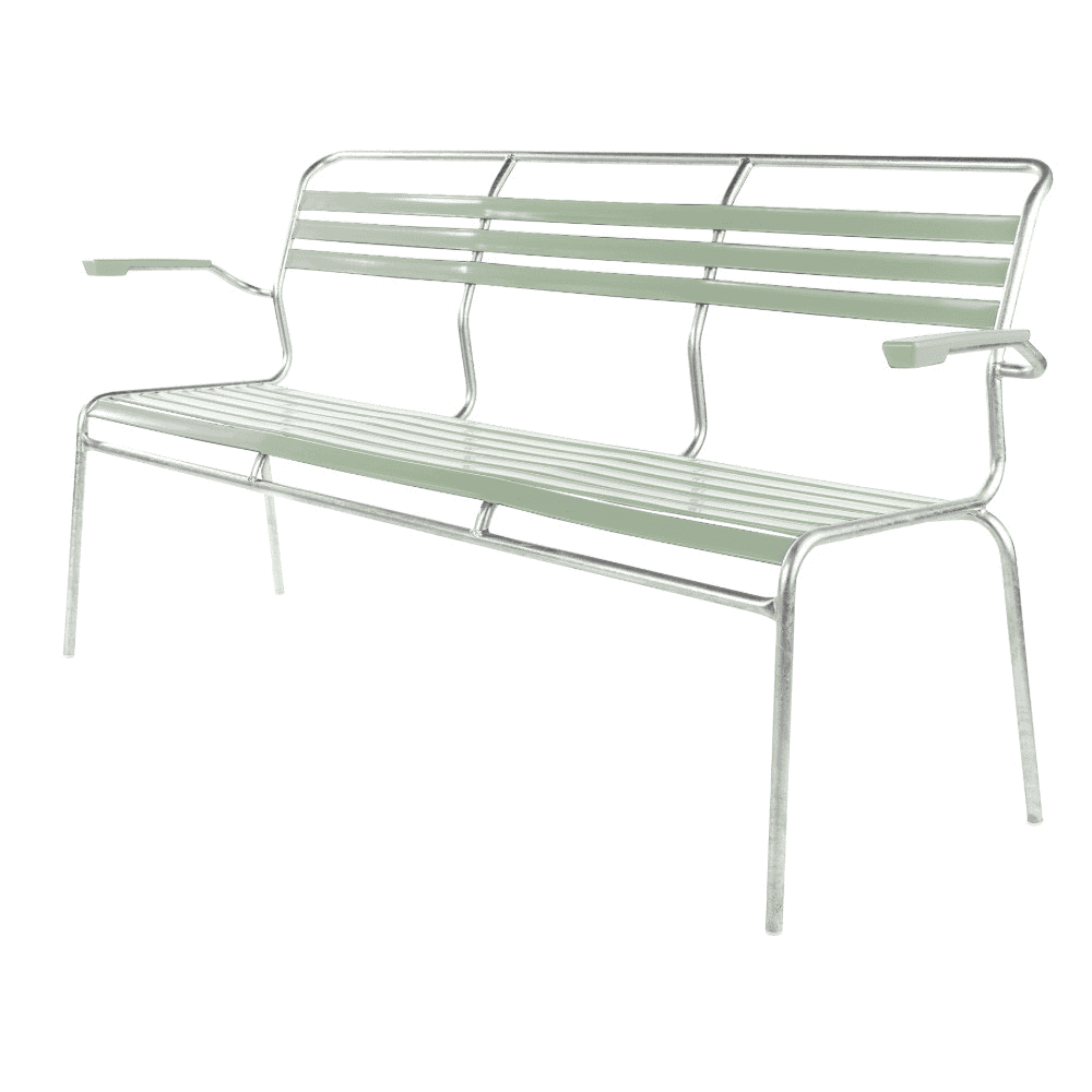 Schaffner SÄNTIS banc avec lattes, structure en tube d'acier galvanisé à chaud, disponible en plusieurs versions