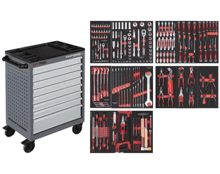 KRAFTWERK Werkstattwagen BT700 8 Schubladen, inkl. Werkzeug, 236-teilig, BxTxH 719 x 474 x 1000 mm