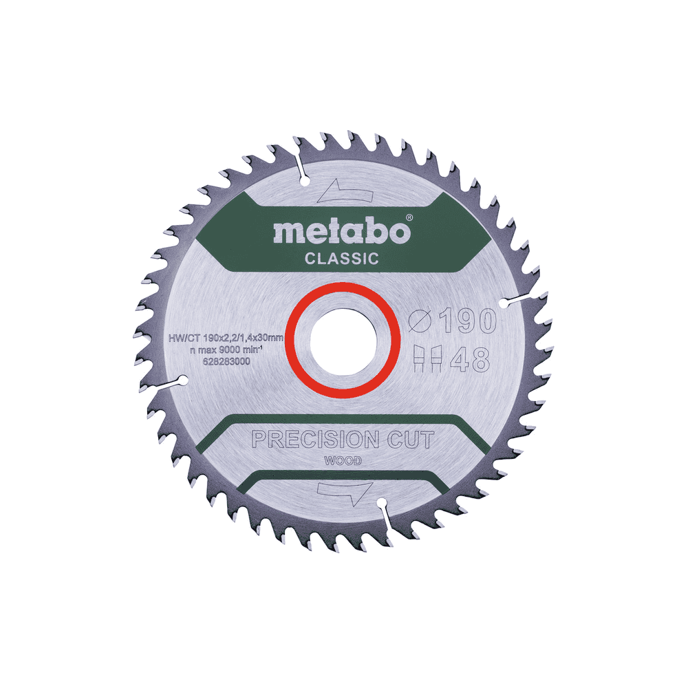 Metabo Kreissägeblatt "Precision Cut Wood - Classic" 190 x 30 mm, Z48, WZ, 15°