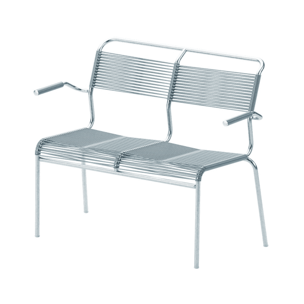Schaffner Banc double Spaghetti Säntis avec accoudoirs, L x P x H 1070 x 580 x 850 mm, disponible en plusieurs versions