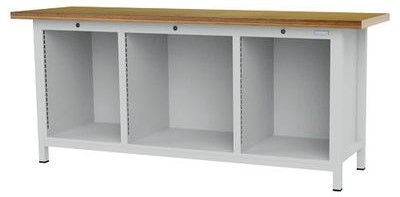 Bedrunka+Hirth Werkbank mit 3 Leergehäuse, Nutzhöhe 600 mm, BxTxH 2000 x 600 x 859 mm