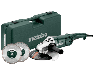 Metabo Winkelschleifer Set WE 2200-230, 2200 Watt, mit Kunststoffkoffer und 2 Diamanttrennscheiben