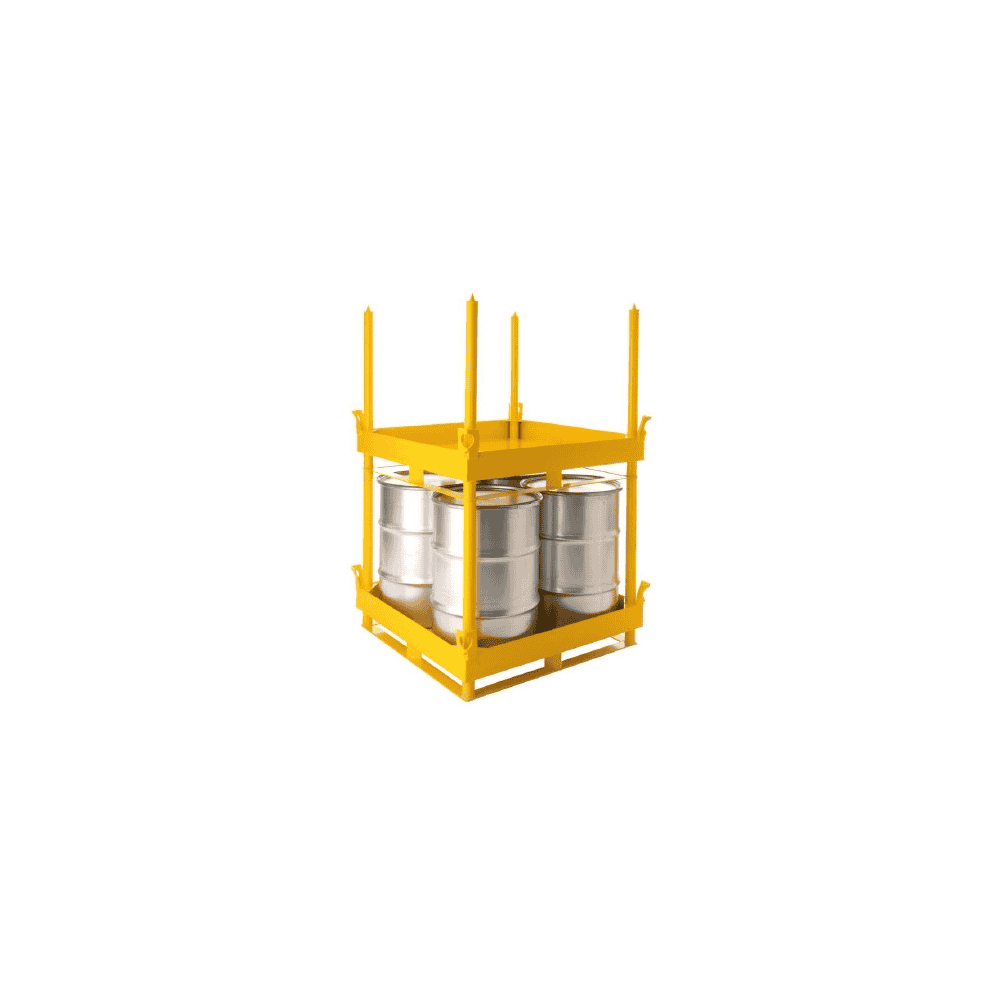 Stahlpalette für 4 x 200 L Fässer mit Atommüll, 1230 x 1230 x 1000 mm