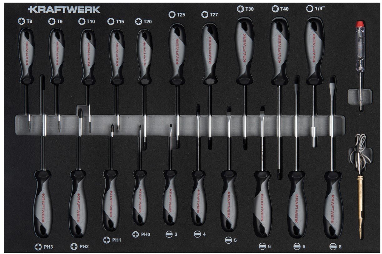 KRAFTWERK BT700 Werkstattwagen, 8 Schubladen, BASIC, inkl. Werkzeug, 351-teilig, BxTxH 719 x 474 x 1000 mm