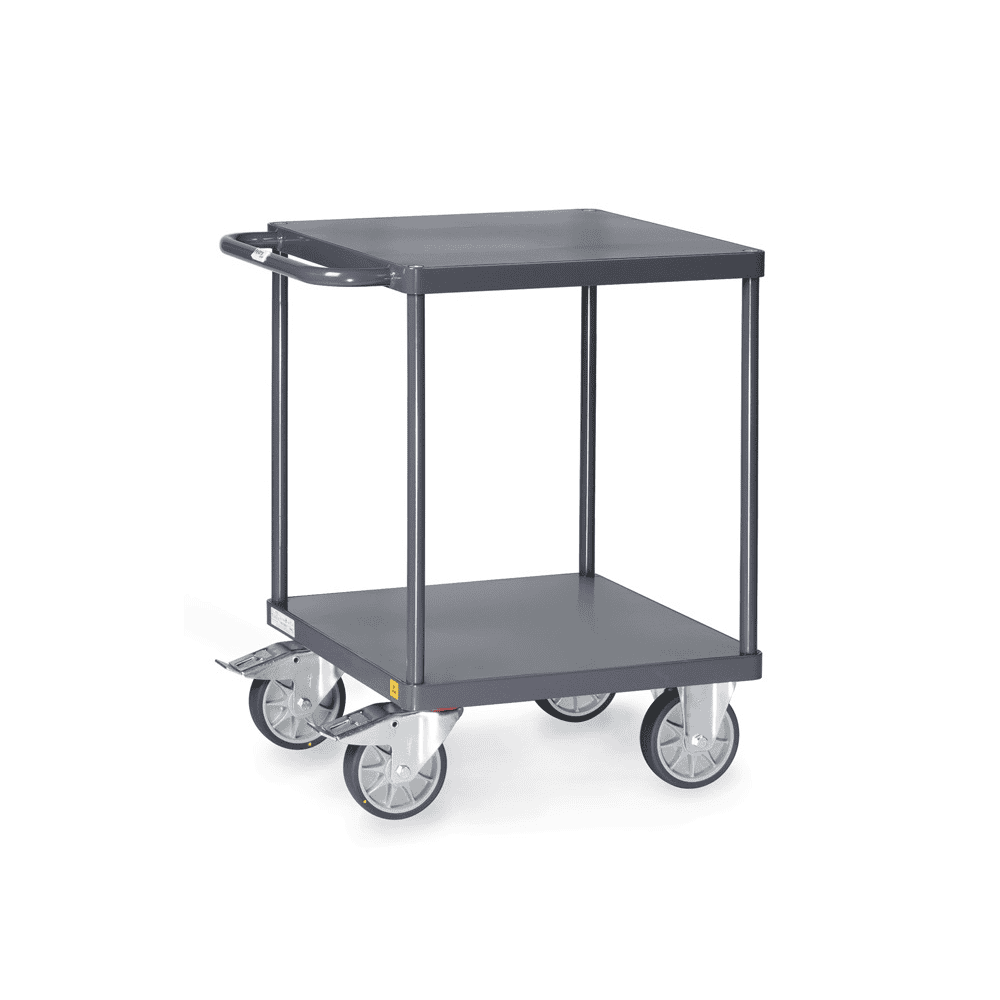 Fetra ESD-Tischwagen mit Stahlblech-Plattformen bis 600 kg mit 2 Böden, elektrisch leitfähige Ausführung