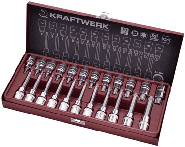 KRAFTWERK PRO LINE TX-Bit-Steckschlüssel-Satz 1/2", 23-teilig, Metallkassette