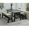Country table et banc de jardin, trois coleurs, 1770 x 1810 x 760 / 450 mm