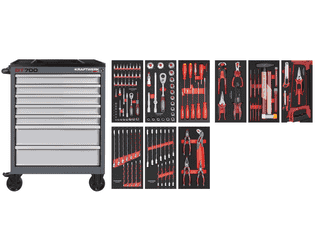 KRAFTWERK Werkstattwagen BT700 7 Schubladen Swiss Line, inkl. Werkzeug, 149-teilig, BxTxH 719 x 474 x 1000 mm