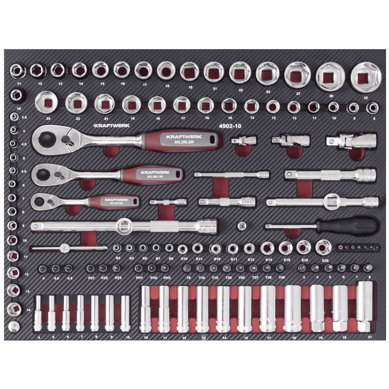KRAFTWERK PRO LINE EVA Steckschlüssel-Einlage 1/4" + 3/8" + 1/2", 125-teilig