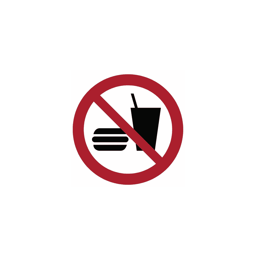 Verbotsschild Essen und Trinken verboten, Ø 200 mm, selbstklebend, ISO 7010, wetterfest