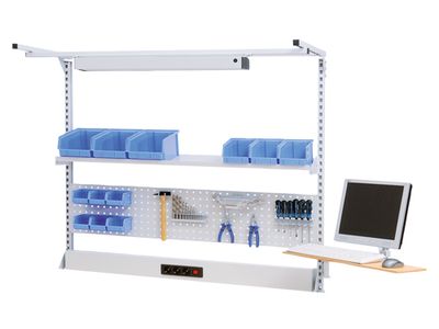 Bedrunka+Hirth Multi-Wand-Aufbau mit Energiekanal und Lochwand, BxTxH 1500 x 750 x 1250 mm