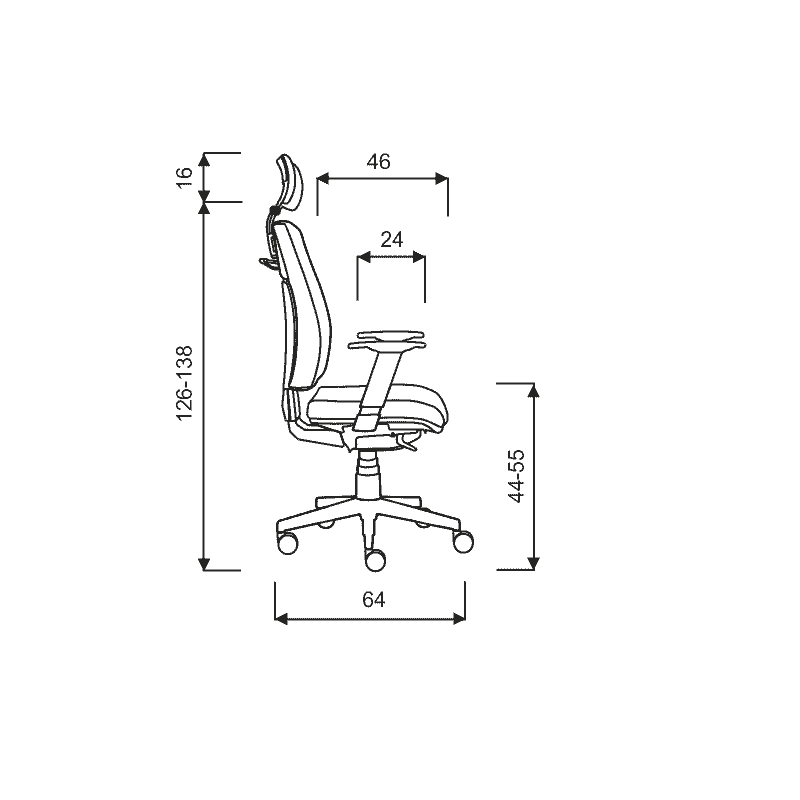 Bürodrehstuhl Lilie mit Netzrücken, stufenlos höhenverstellbar, 500 x 450 mm