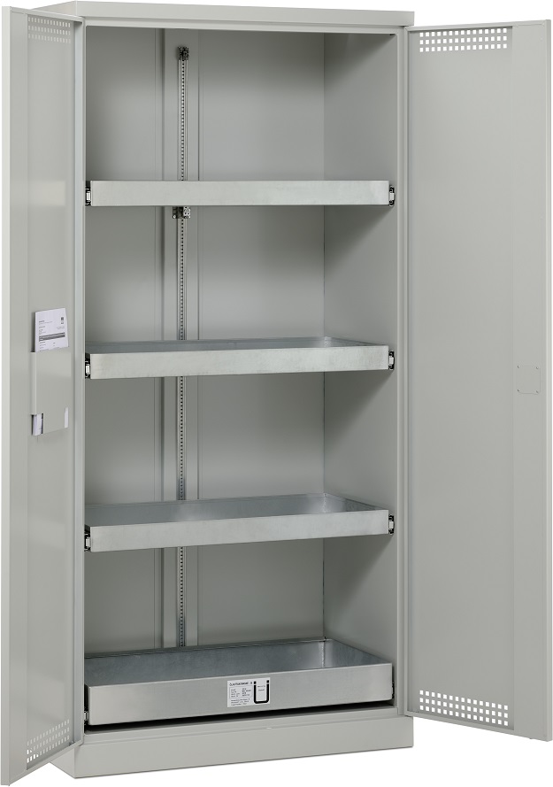 Armoire huiles, tiroirs coulissants