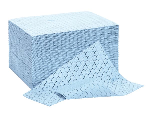 Cemsorb-Tücher für Öl, blau oder weiss, nehmen grosse Mengen Flüssigkeit auf