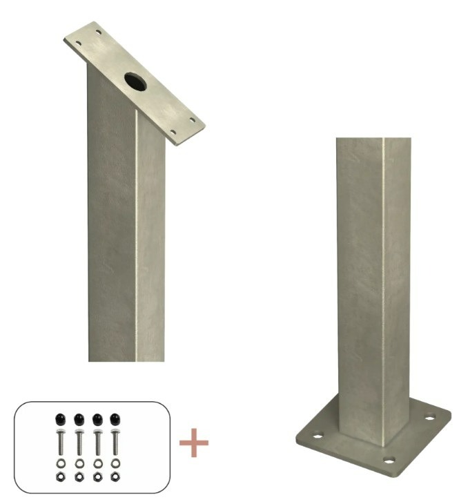 PLUS Poteaux en acier pour rampes d'escalier, avec socle et boulon, disponibles en 2 modèles différents