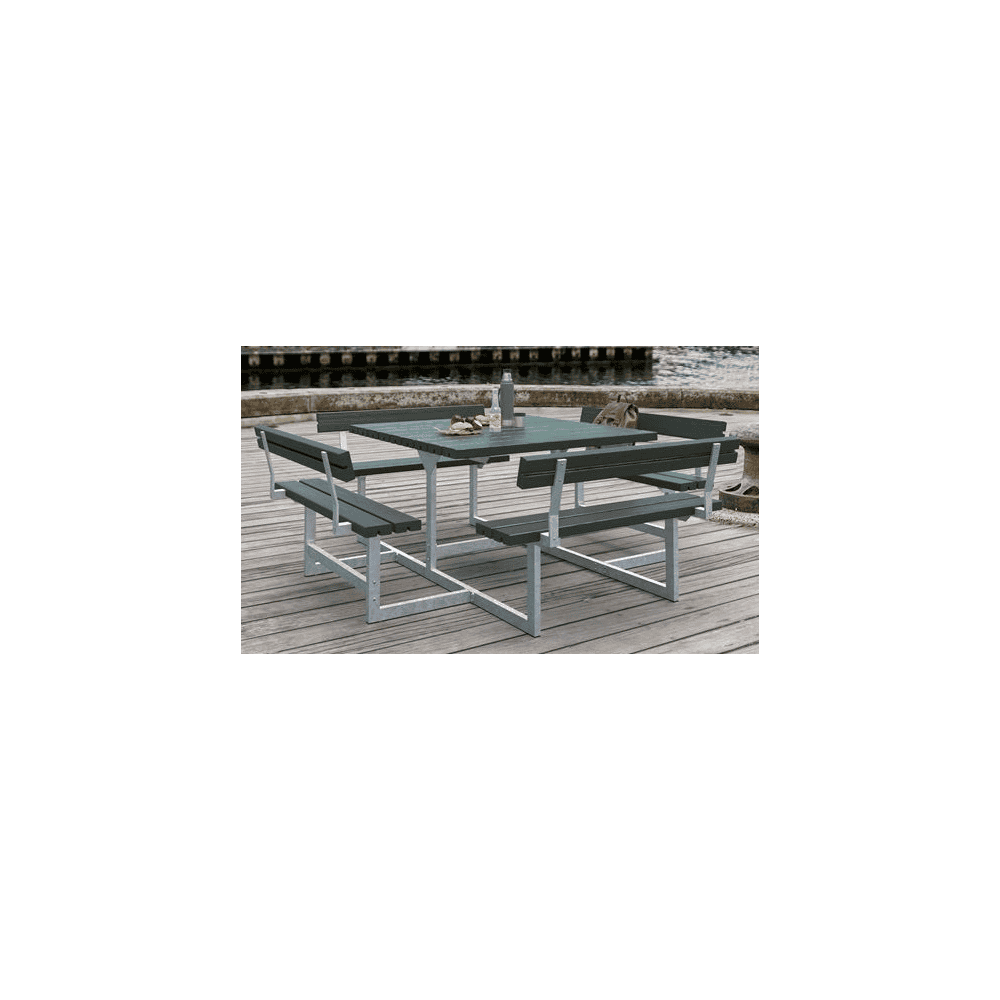 Picnic Kombi-Gartenmöbel, ReTex, grün, mit Rückenlehnen, 2240 x 2240 x 760 / 450 mm