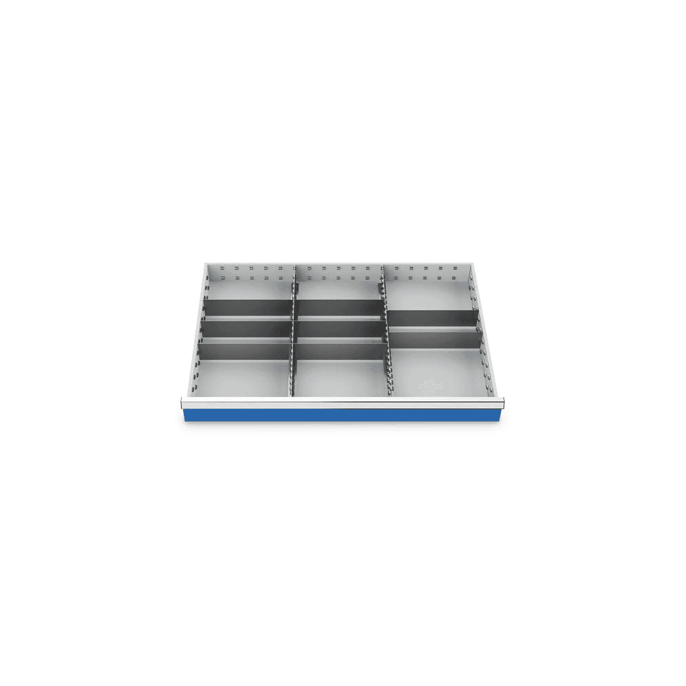 Compartimentage des métallique set 10 pièces, R 36-24, dimension utiles des tiroirs 900 x 600 mm, en 4 hauteurs de façade