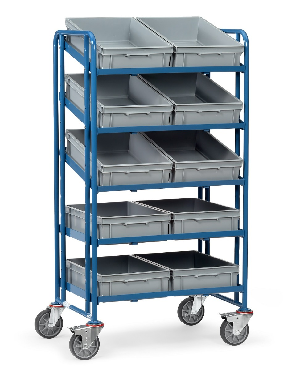 Eurokastenwagen, 935 x 666 x 1686 mm, Tragkraft 300 kg, mit Kästen