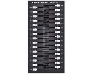 KRAFTWERK BASIC LINE EVA Schraubendreher-Steckschlüssel-Einlage 3/8”, lange Ausführung, 200 x 400 mm, 30-tlg