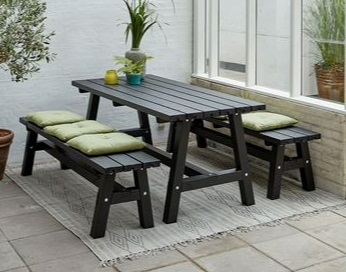 Country Gartentisch und Gartenbank, drei Farben, komplette Sitzgarnitur