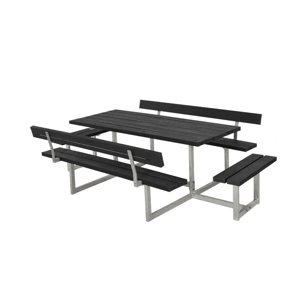 PLUS Basic Ensemble de mobilier de jardin RePlast, noir, disponible en plusieurs modèles