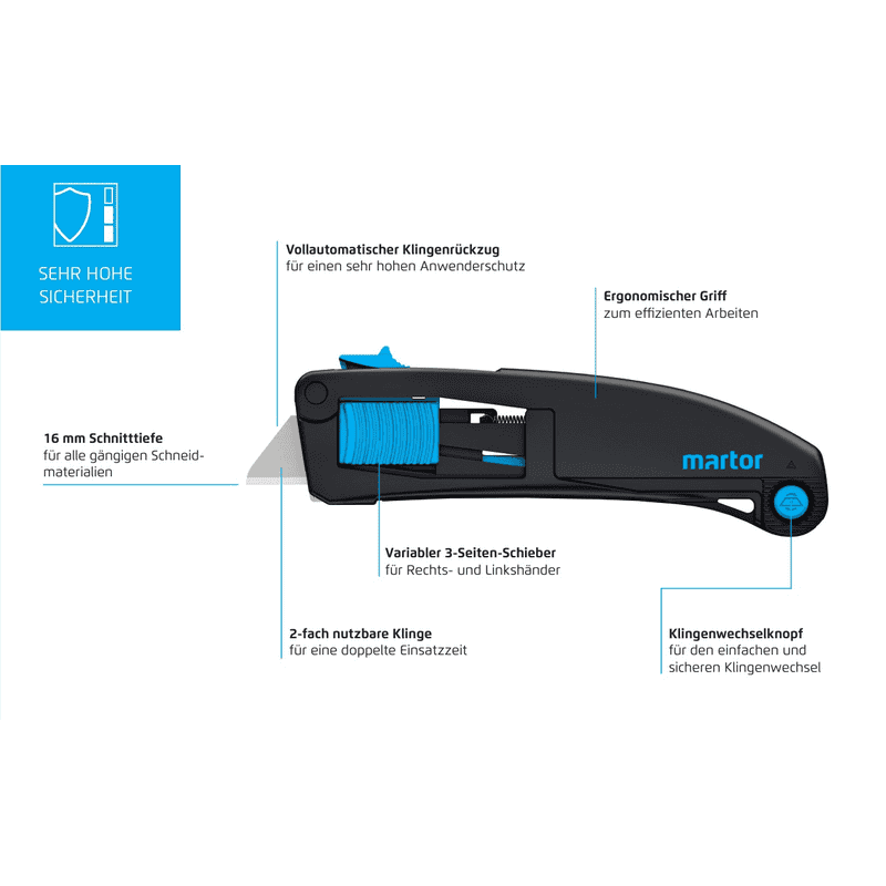 Martor Sicherheitsmesser SECUPRO MAXISAFE, 16 mm Schnitttiefe