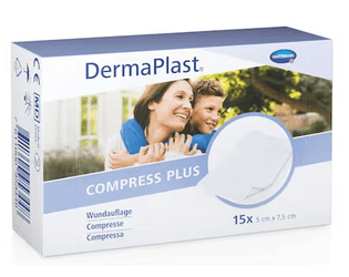 Compresses en non-tissé DermaPlast Compress Plus, L x l 50 x 75 mm, paquet de 15 pièces