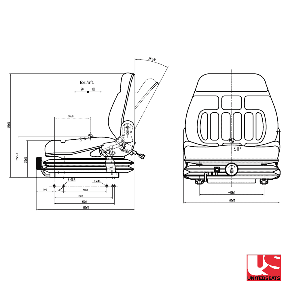 Kompakter Gabelstaplersitz UnitedSeats MGV25 PVC, langlebig und vielseitig
