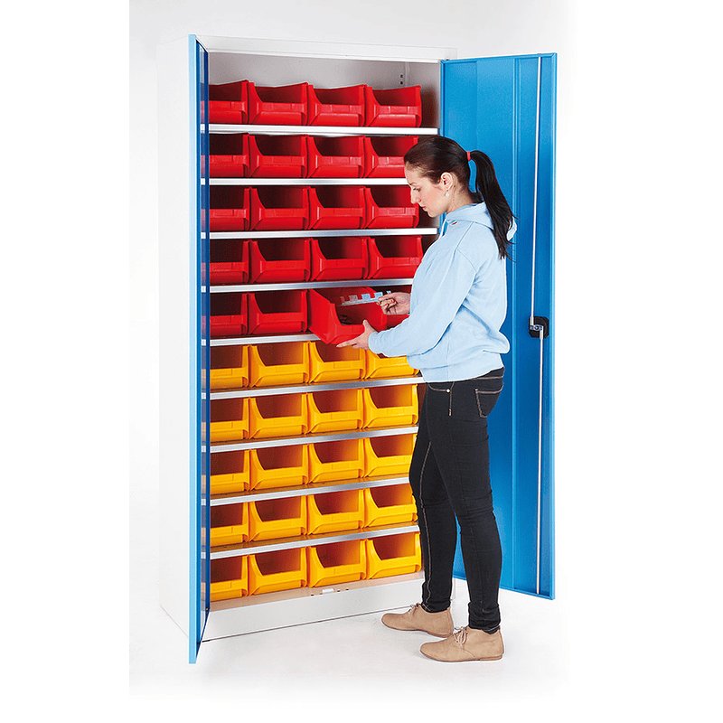 Magazinschrank mit 40 Sichtlagerkästen
