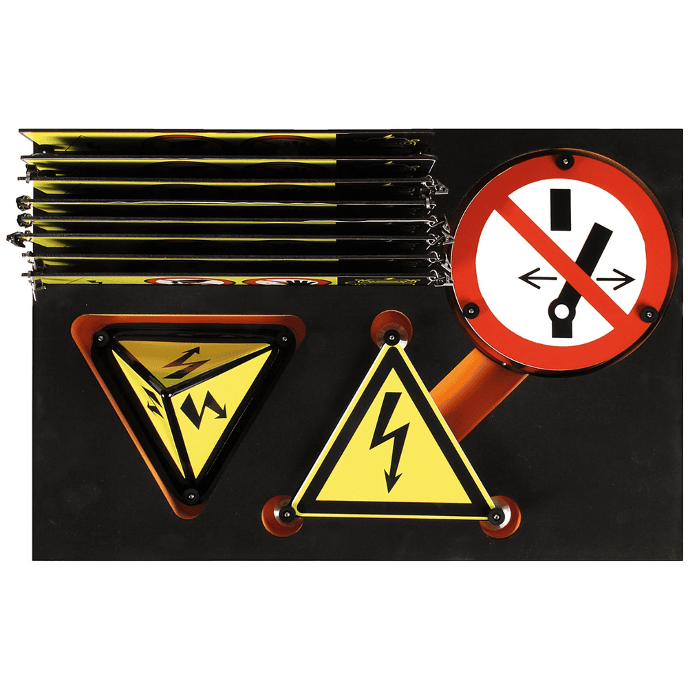 KRAFTWERK HIGH VOLTAGE Sicherheits- und Warnschilder-Einlage, LxBxH 615 x 415 x 450 mm, 38-teilig