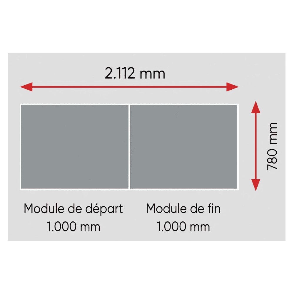 Schulte MULTIplus Système de comptoir, ensemble de comptoir 1, L x P 2112 x 780 mm, disponible en 2 versions