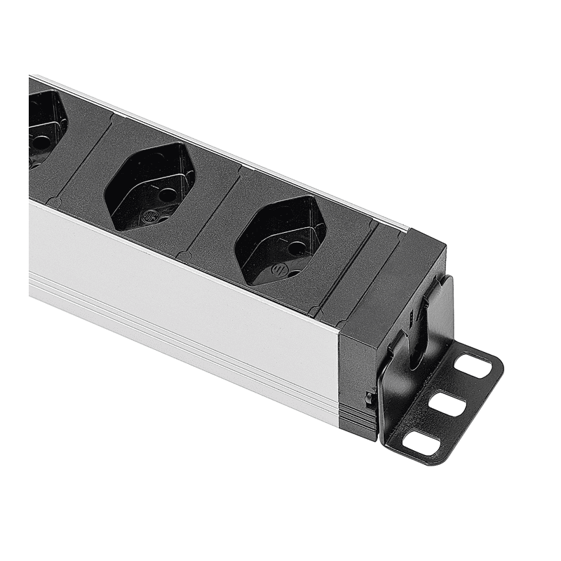 Steffen Steckdosenleiste ALU MODULAR SILVER, 7 x T13, 10 A, IP20, 3 m Kabel, mit Überspannungsschutz, silber/schwarz