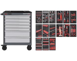 KRAFTWERK Werkstattwagen BT700 7 Schubladen Swiss Line, inkl. Werkzeug, 242-teilig, BxTxH 719 x 474 x 1000 mm