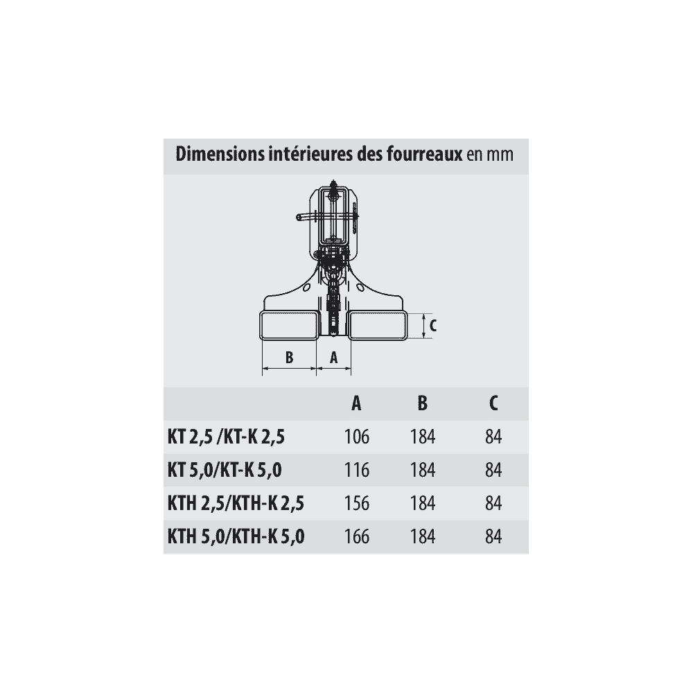 Chariot télescopique type KT-K, version courte rigide, moyen de levage pour chariot élévateur, en diverses versions