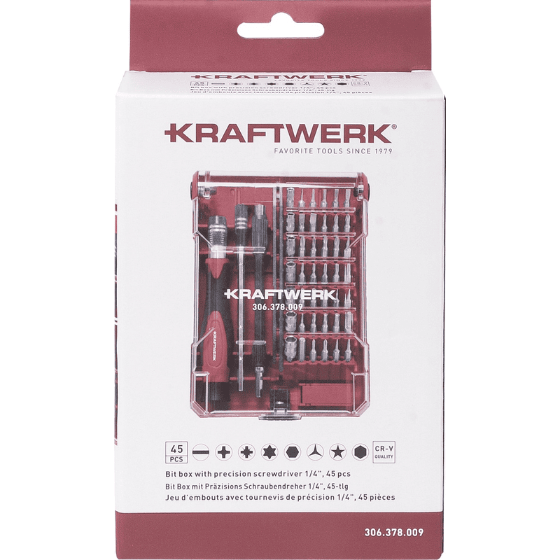 KRAFTWERK Präzisions-Schraubendreher-Set 1/4", 45-teilig, für Feinmechanik und Elektronik