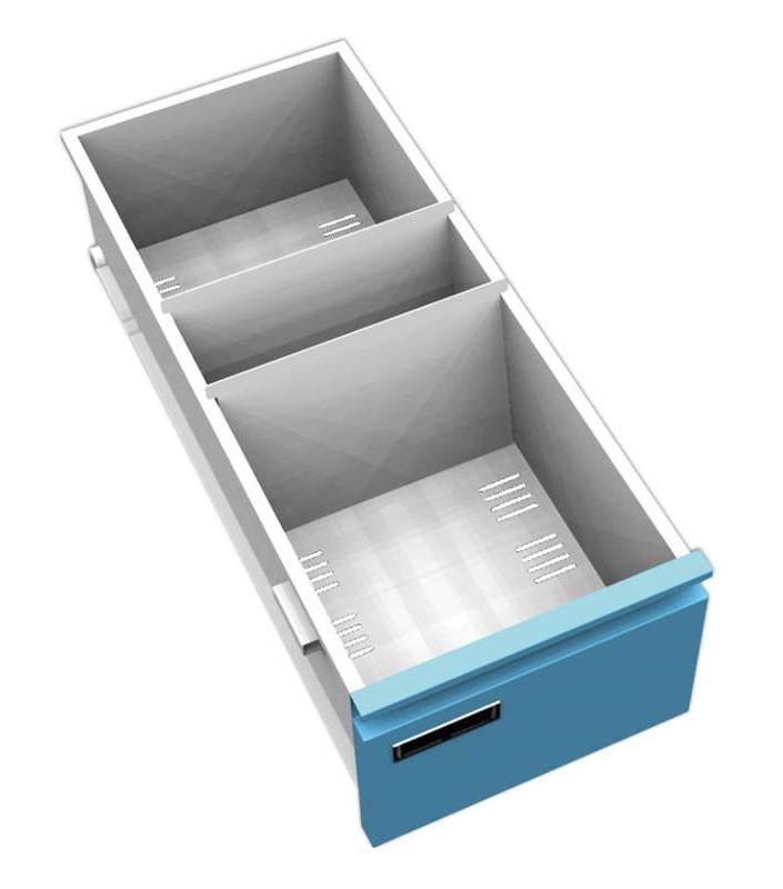 Karteischrank - abschliessbar - grau-blau, RAL 7035 / RAL 5012 für Formate DIN A5 und A6
