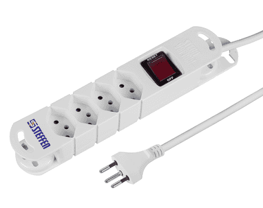 Steffen Steckdosenleiste VARIABL, T13, mit Schalter, Berührungsschutz und Haftmagnete, 5 m Kabel, weiss